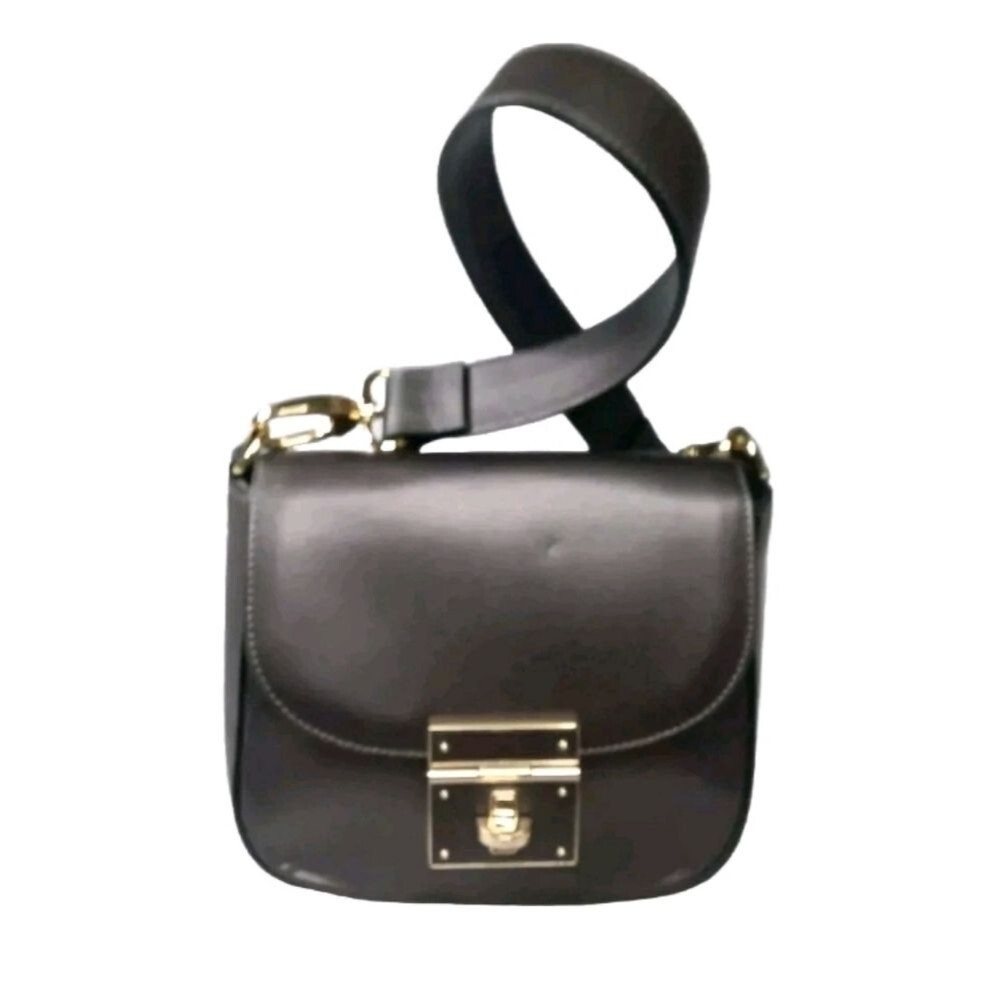 Asia Bellucci Italian Leather Small Shoulder Bag Metallic Gray Retail $249